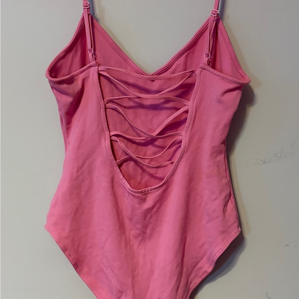 Forever 21 Pink Lace-Trim Bodysuit